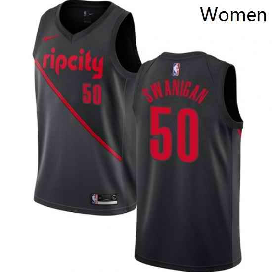 Womens Nike Portland Trail Blazers 50 Caleb Swanigan Swingman Black NBA Jersey 2018 19 City Edition